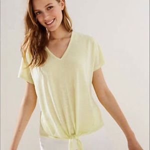 LOFT Gold Scoop Neck Short Dolman Tie Hem Jersey Tee Shirt L $34. NWT
